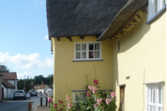 Hollyhocks-thatched-cottage